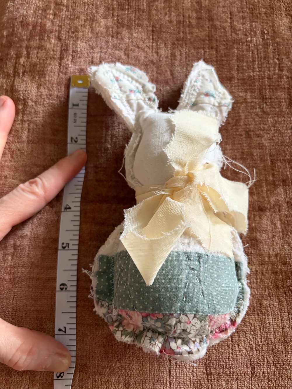 Handmade Small Bunny Plush made from vintage quilt NWT gifts